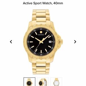 Movado Gold-Tone Watch with Black Dial - Active Sport 40mm